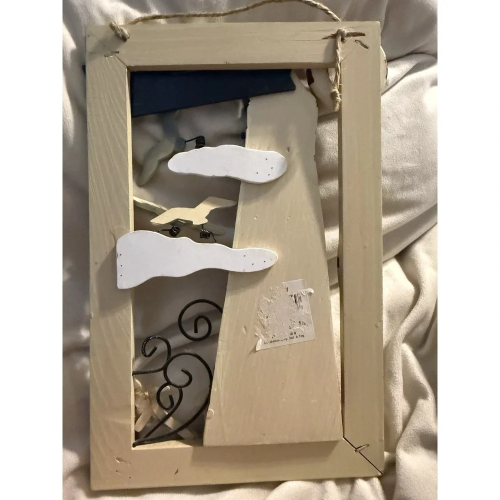 Bless Our Home Wood Wall Hanging Lighthouse Seagulls Beach